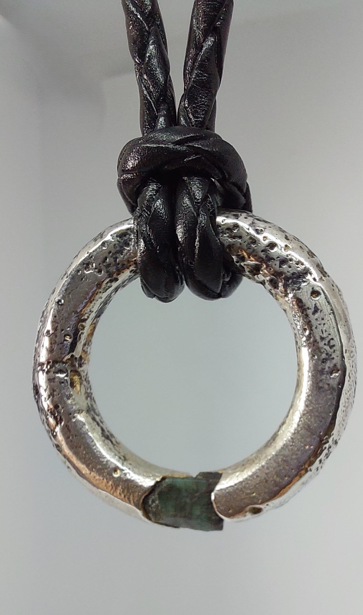 Silver Pendant with Raw Green Sapphire – Handmade Sterling Silver Necklace, One of a Kind