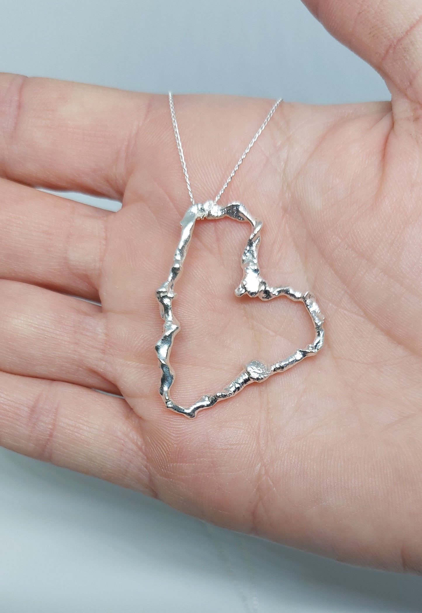Sterling Silver Heart Necklace – One of a Kind Organic Pendant