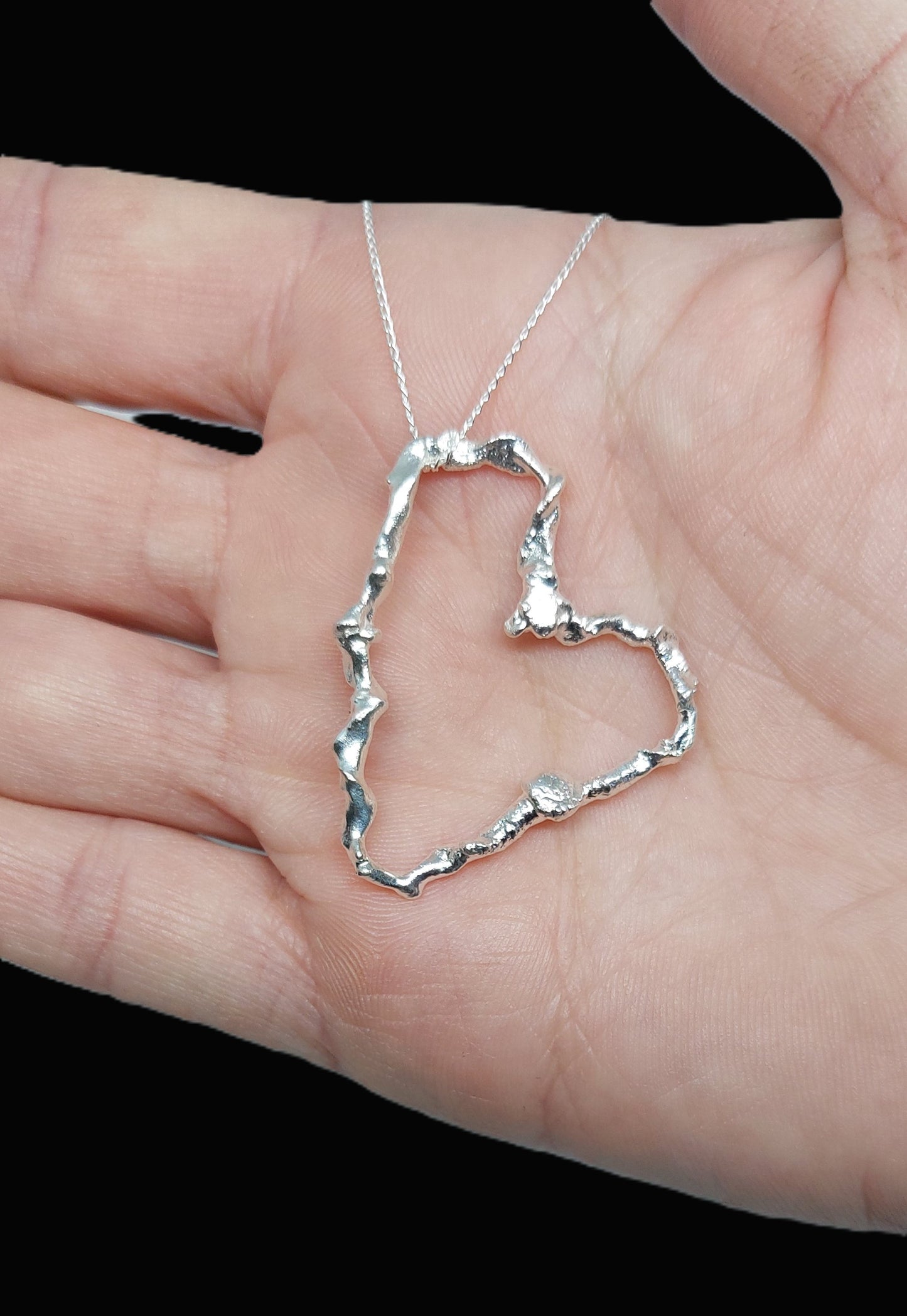 Sterling Silver Heart Necklace – One of a Kind Organic Pendant