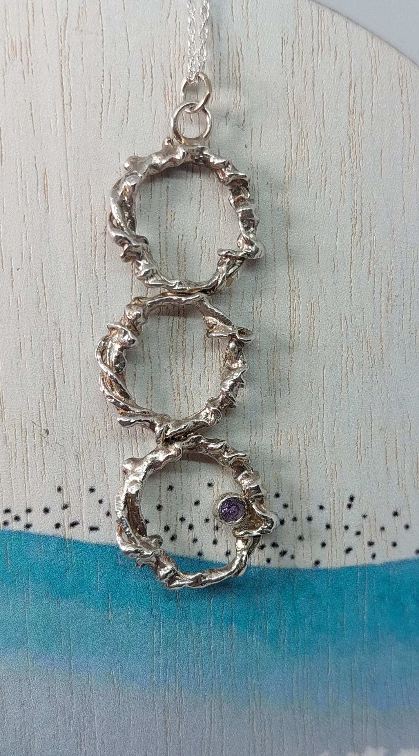 Amethyst Sterling Silver Pendant Necklace | Handmade Organic Jewellery Scotland | February Birthstone