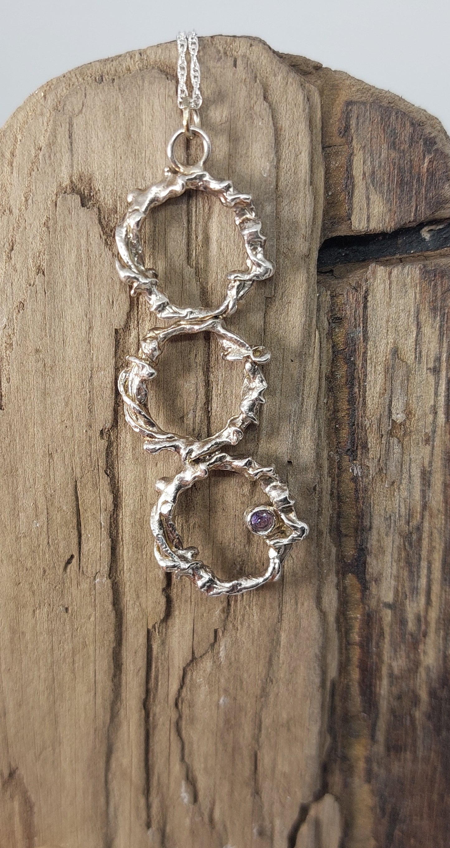 Amethyst Sterling Silver Pendant Necklace | Handmade Organic Jewellery Scotland | February Birthstone