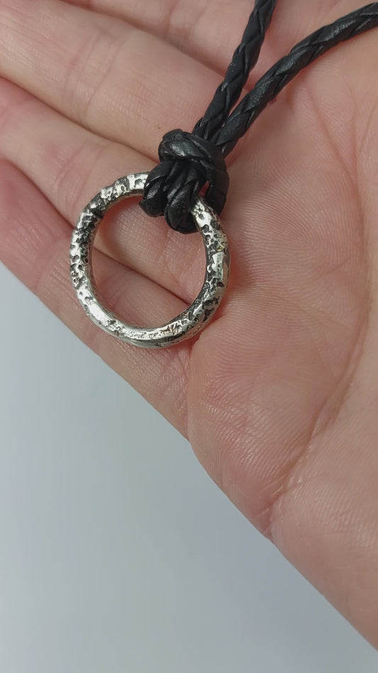 Sterling Silver Circle Pendant – Handmade Organic Silver Necklace, Minimalist, One of a Kind